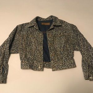 Leopard Print Denim Jacket Size Small